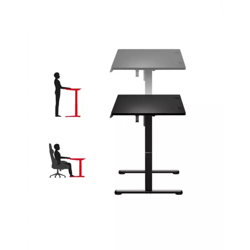Escritorio gaming recto Huzaro Hero 8.2 Negro MDF rectangular 1200x600 mm, altura ajustable 720–1180 mm, capacidad de carga 80 kg