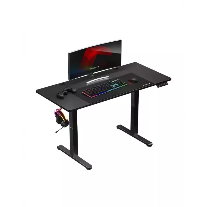 Escritorio gaming recto Huzaro Hero 8.2 Negro MDF rectangular 1200x600 mm, altura ajustable 720–1180 mm, capacidad de carga 80 kg