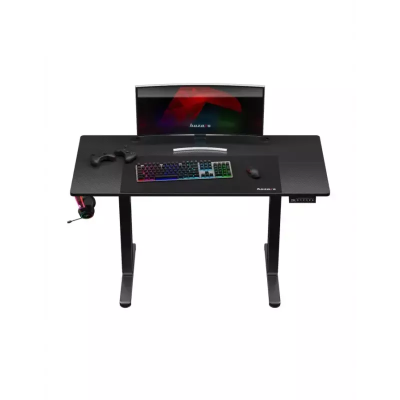 Escritorio gaming recto Huzaro Hero 8.2 Negro MDF rectangular 1200x600 mm, altura ajustable 720–1180 mm, capacidad de carga 80 kg