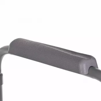 Silla de inodoro plegable ANTAR con reposabrazos, caja de almacenamiento, estructura de acero, altura ajustable 35–50 cm, carga máx. 120 kg, gris