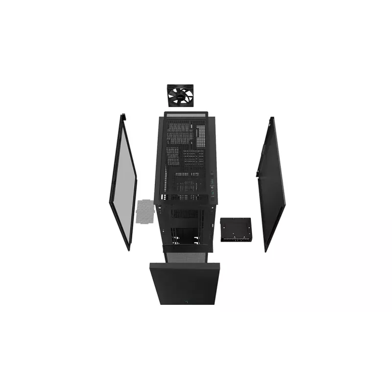 Caja de PC DeepCool CH510 Midi Tower Negra — cristal templado, microATX/ATX, compatible con radiadores de 360 mm frontal/superior, longitud máxima de GPU 38 cm, fuente de alimentación inferior, 7 ranuras de expansión