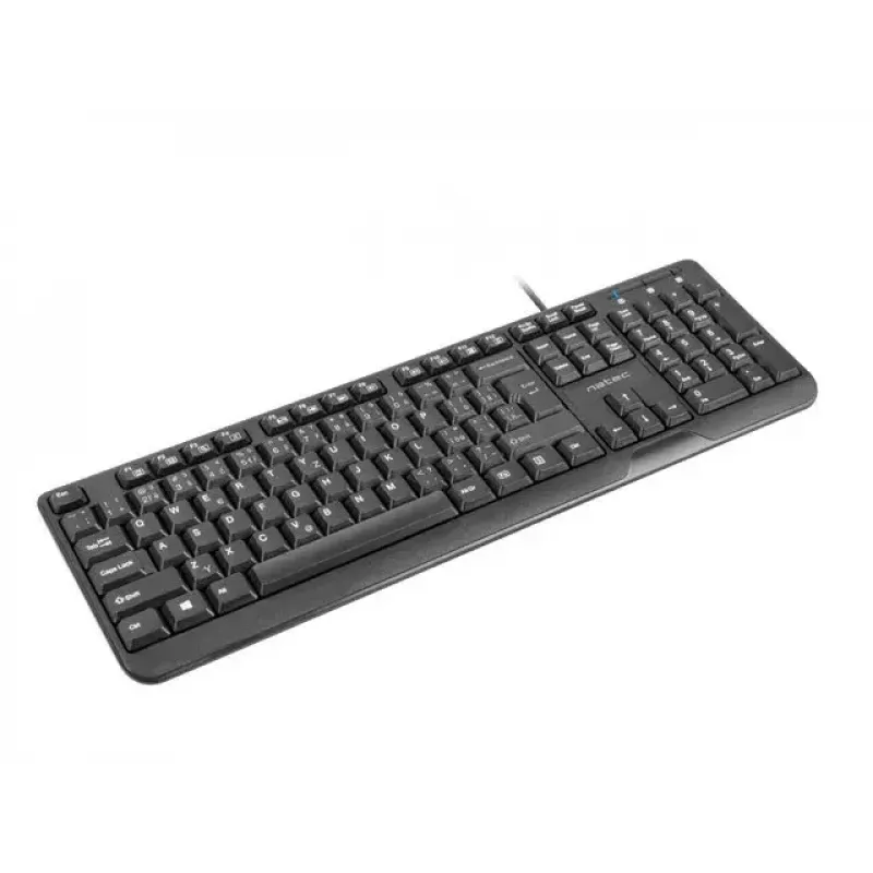 Teclado USB con cable NATEC NKL-1151 — Negro, distribución CZ-SK (eslovaco), 104 teclas, cable USB, cable de 1,8 m