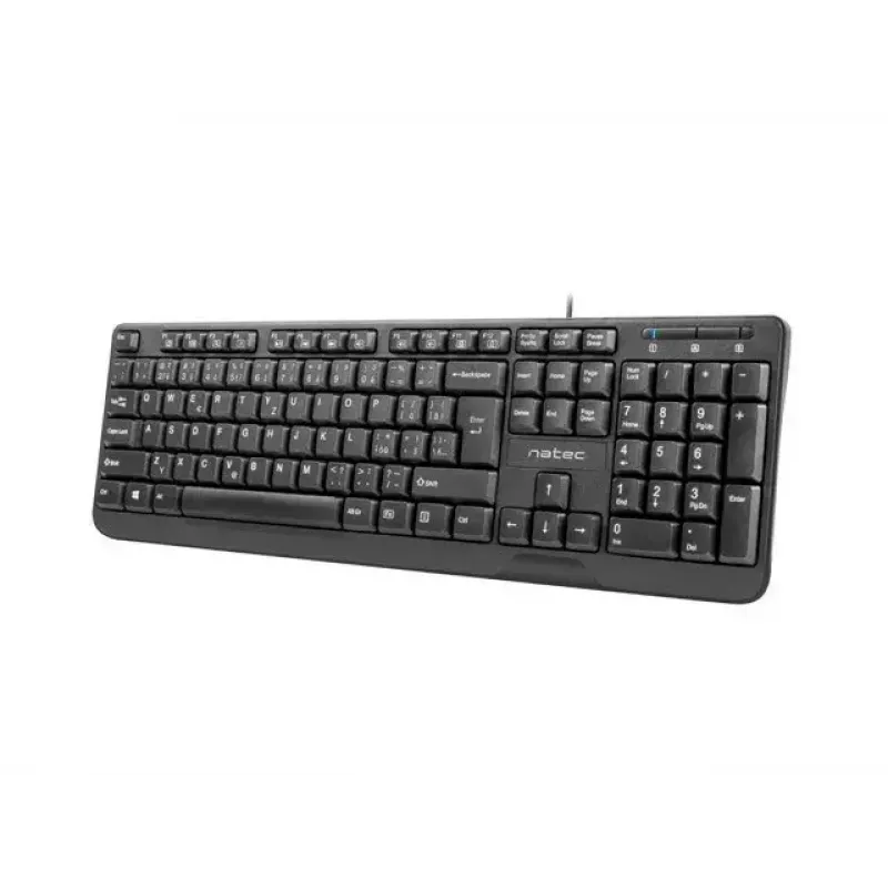 Teclado USB con cable NATEC NKL-1151 — Negro, distribución CZ-SK (eslovaco), 104 teclas, cable USB, cable de 1,8 m