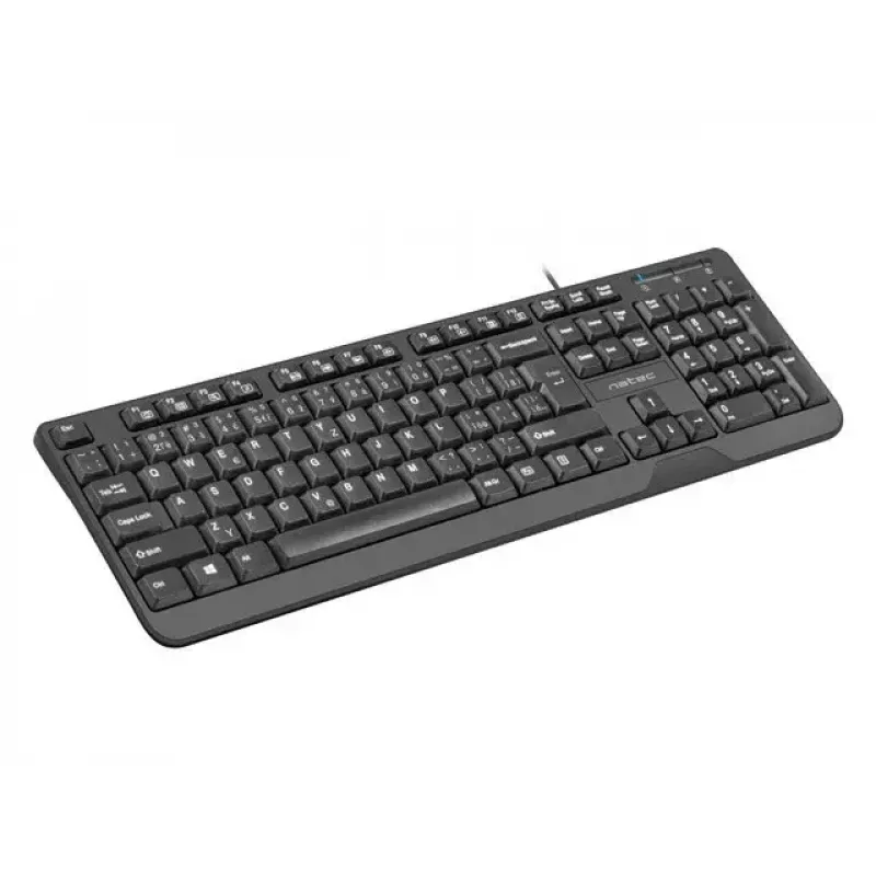Teclado USB con cable NATEC NKL-1151 — Negro, distribución CZ-SK (eslovaco), 104 teclas, cable USB, cable de 1,8 m