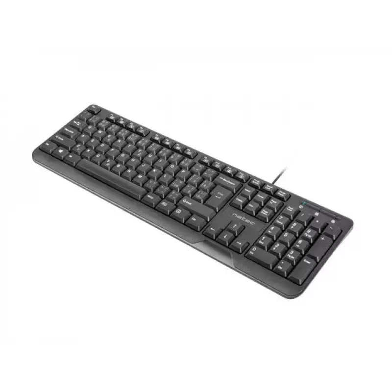 Teclado USB con cable NATEC NKL-1151 — Negro, distribución CZ-SK (eslovaco), 104 teclas, cable USB, cable de 1,8 m