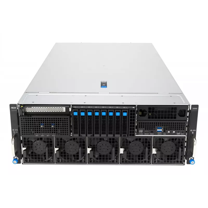 Servidor rack ASUS ESC8000A-E13 (4U) Plata – LGA 6096, AMD EPYC, DDR5, hasta 3 TB, 24 DIMM, 2× CPU, 3200 W PSU