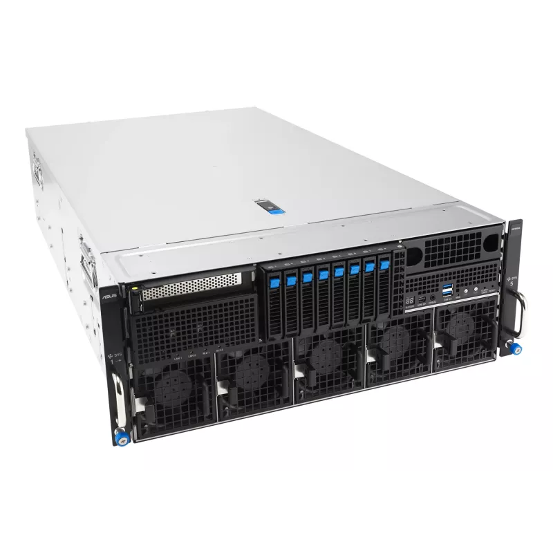Servidor rack ASUS ESC8000A-E13 (4U) Plata – LGA 6096, AMD EPYC, DDR5, hasta 3 TB, 24 DIMM, 2× CPU, 3200 W PSU