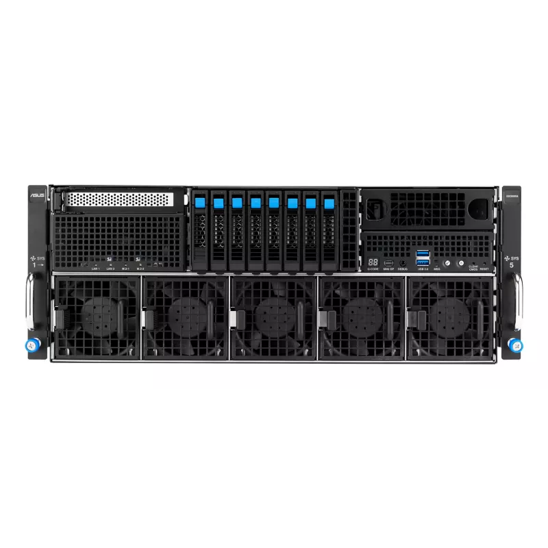 Servidor rack ASUS ESC8000A-E13 (4U) Plata – LGA 6096, AMD EPYC, DDR5, hasta 3 TB, 24 DIMM, 2× CPU, 3200 W PSU