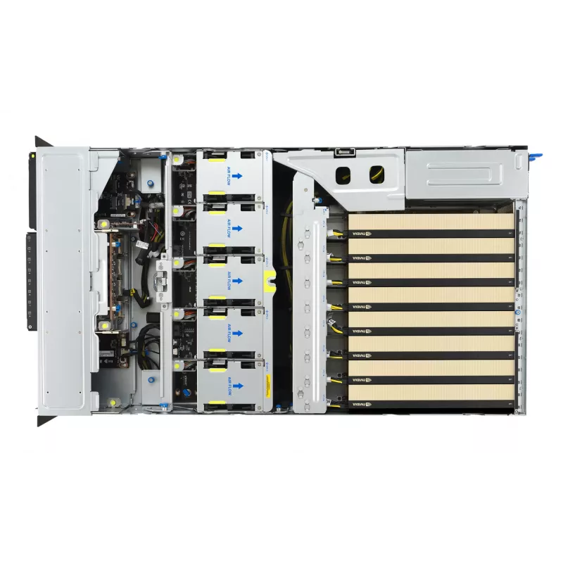 Servidor rack ASUS ESC8000A-E13 (4U) Plata – LGA 6096, AMD EPYC, DDR5, hasta 3 TB, 24 DIMM, 2× CPU, 3200 W PSU