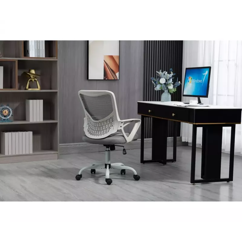 Silla de oficina giratoria ActiveJet YK507 – asiento acolchado, respaldo de malla, tapizado de tela gris, altura 90–100 cm, ancho del respaldo 45 cm