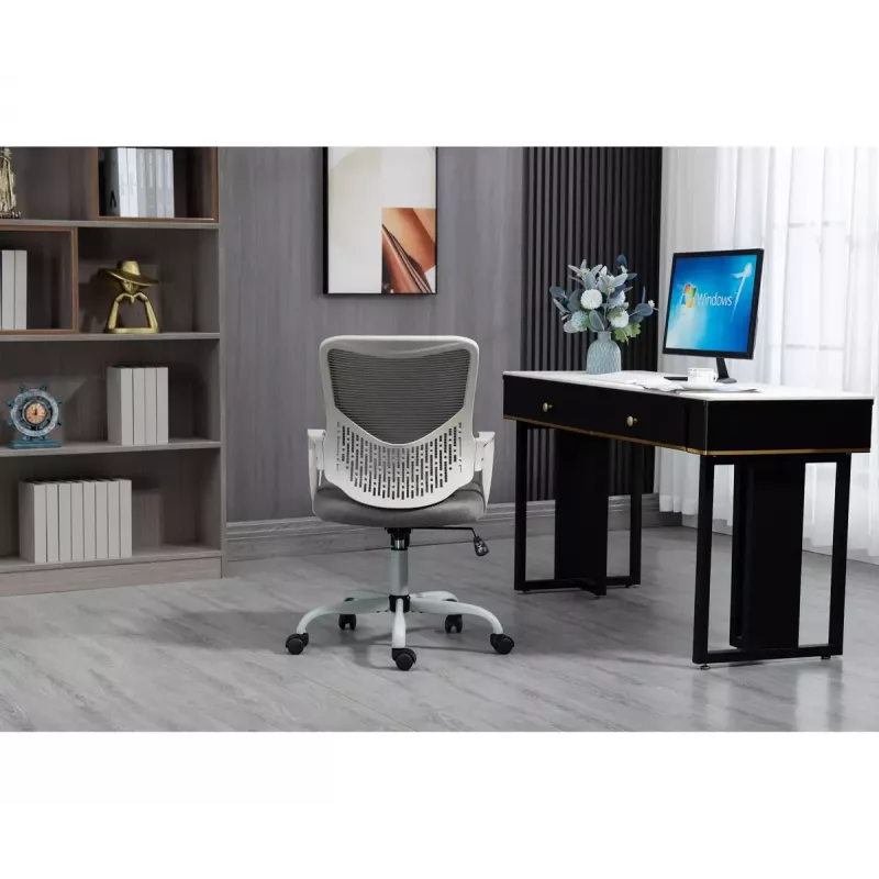 Silla de oficina giratoria ActiveJet YK507 – asiento acolchado, respaldo de malla, tapizado de tela gris, altura 90–100 cm, ancho del respaldo 45 cm