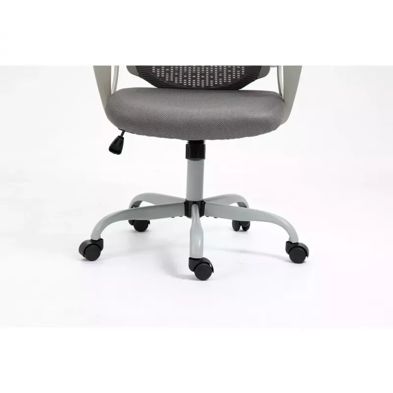Silla de oficina giratoria ActiveJet YK507 – asiento acolchado, respaldo de malla, tapizado de tela gris, altura 90–100 cm, ancho del respaldo 45 cm