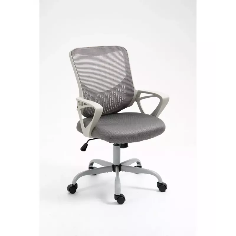Silla de oficina giratoria ActiveJet YK507 – asiento acolchado, respaldo de malla, tapizado de tela gris, altura 90–100 cm, ancho del respaldo 45 cm