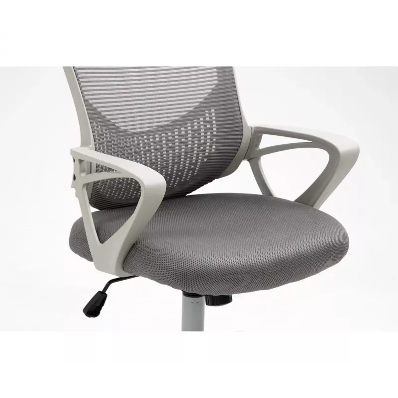 Silla de oficina giratoria ActiveJet YK507 – asiento acolchado, respaldo de malla, tapizado de tela gris, altura 90–100 cm, ancho del respaldo 45 cm