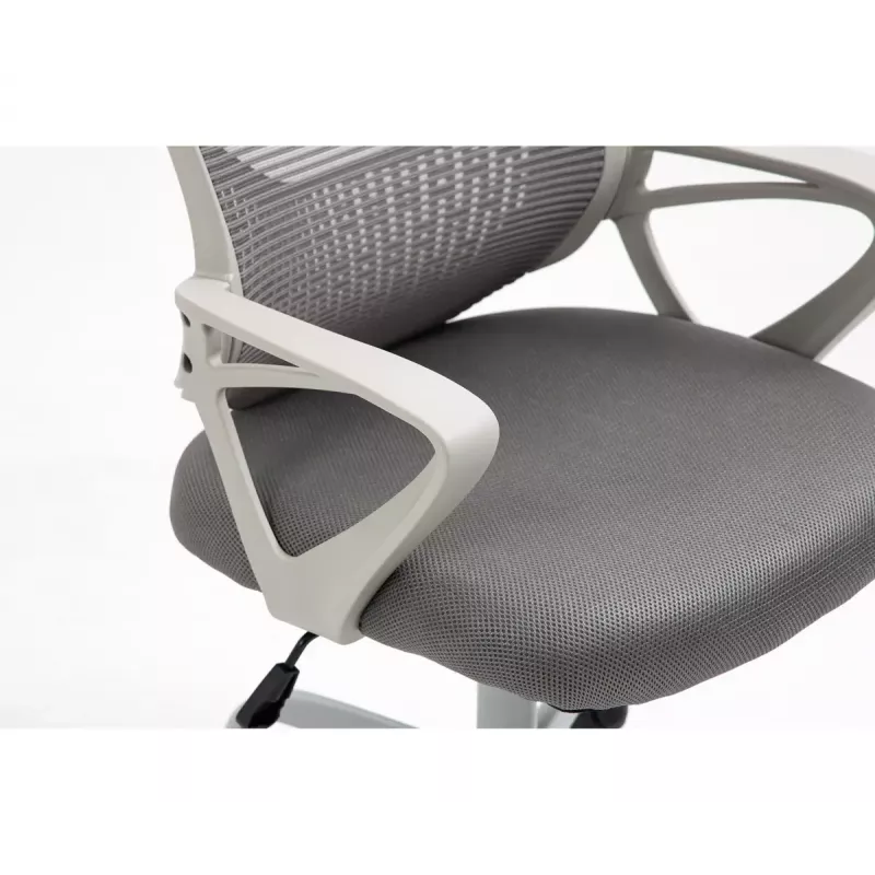 Silla de oficina giratoria ActiveJet YK507 – asiento acolchado, respaldo de malla, tapizado de tela gris, altura 90–100 cm, ancho del respaldo 45 cm
