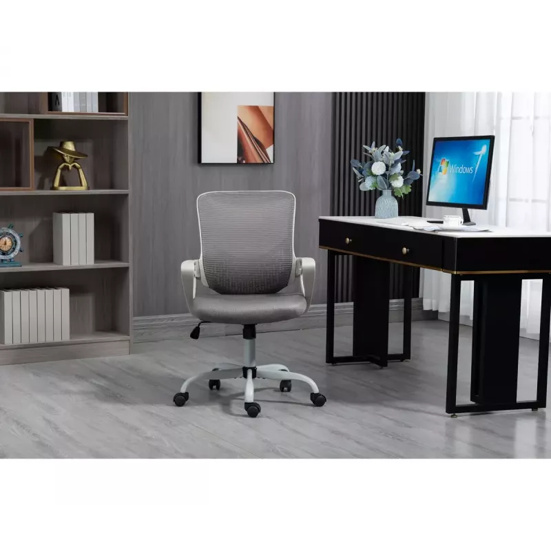 Silla de oficina giratoria ActiveJet YK507 – asiento acolchado, respaldo de malla, tapizado de tela gris, altura 90–100 cm, ancho del respaldo 45 cm