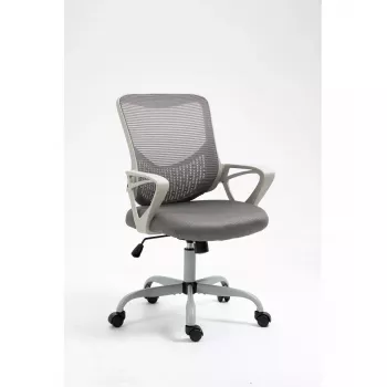 Silla de oficina giratoria ActiveJet YK507 – asiento acolchado, respaldo de malla, tapizado de tela gris, altura 90–100 cm, ancho del respaldo 45 cm