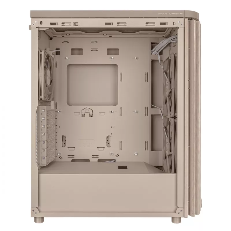 Caja de PC ASUS ProArt PA401 Wood Edition Beige — semitorre, frontal de metal
