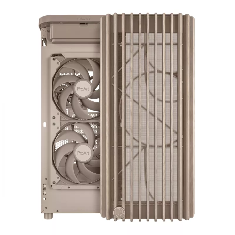 Caja de PC ASUS ProArt PA401 Wood Edition Beige — semitorre, frontal de metal