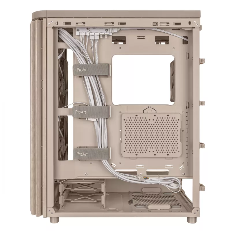 Caja de PC ASUS ProArt PA401 Wood Edition Beige — semitorre, frontal de metal