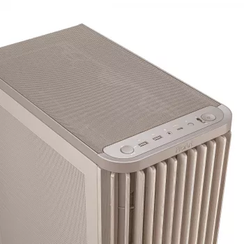 Caja de PC ASUS ProArt PA401 Wood Mesh PWM Beige — ATX, madera, 2×160 mm frontal, 1×120 mm trasero, 2×3,5