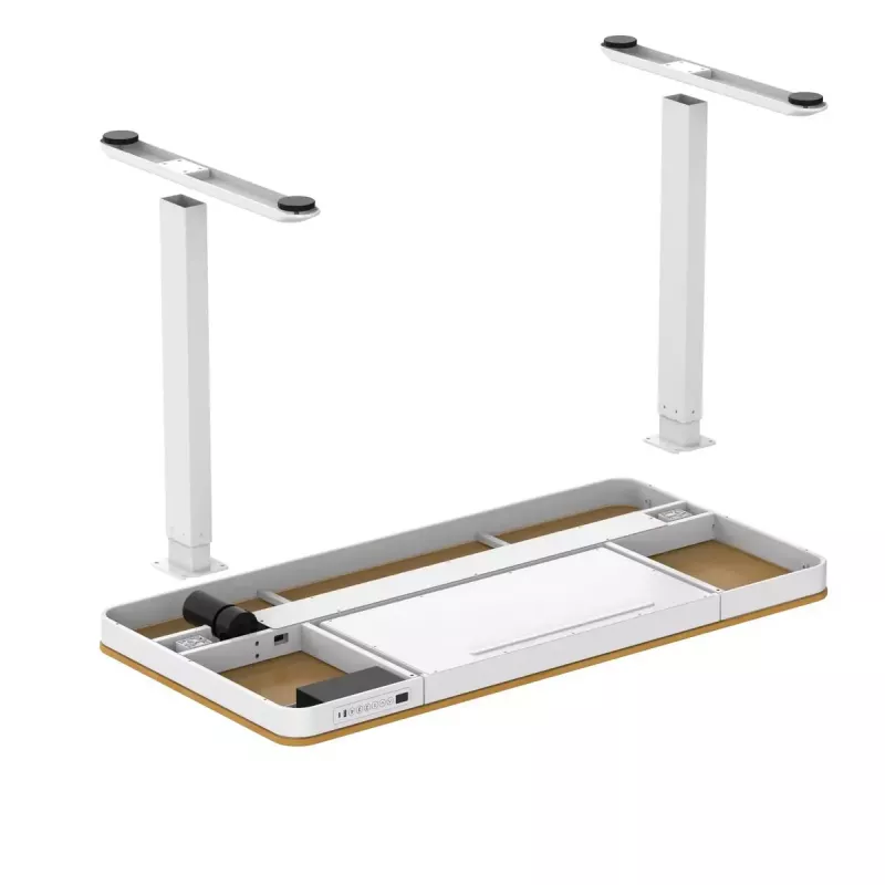 Escritorio de altura regulable eléctrico ActiveJet ET119W-C 140x70 cm — 1 motor, altura 725–1225 mm, blanco/roble