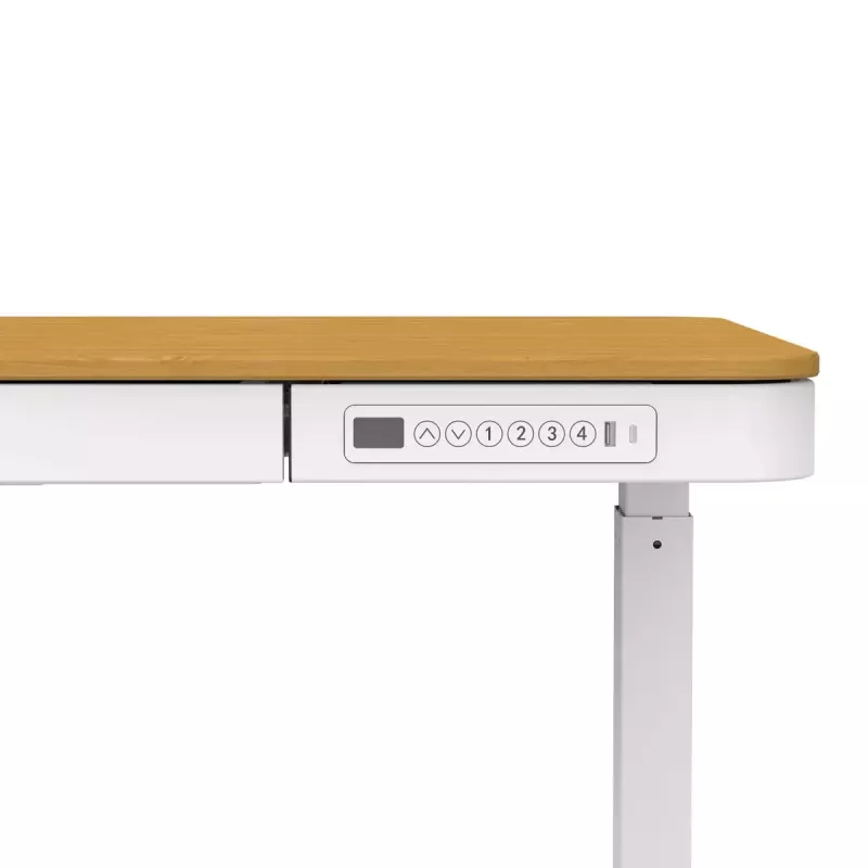 Escritorio de altura regulable eléctrico ActiveJet ET119W-C 140x70 cm — 1 motor, altura 725–1225 mm, blanco/roble