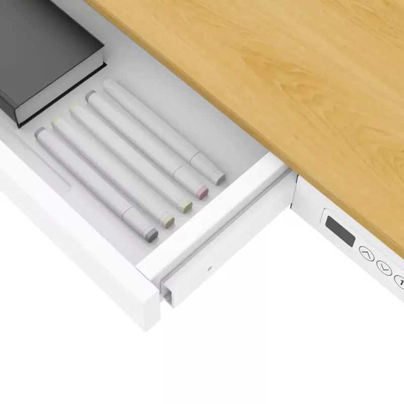 Escritorio de altura regulable eléctrico ActiveJet ET119W-C 140x70 cm — 1 motor, altura 725–1225 mm, blanco/roble