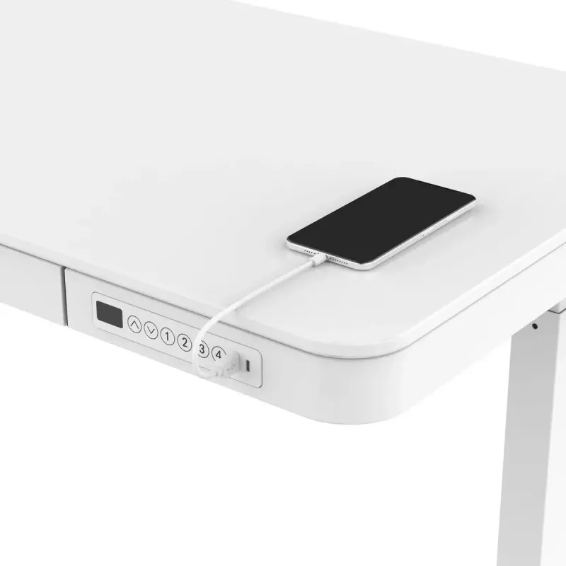 Escritorio de altura regulable eléctrico ActiveJet ET119W-C 140x70 cm, recorrido 50 cm, carga 45 kg, blanco