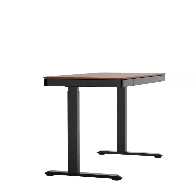 Escritorio ActiveJet ET119W-C de altura regulable eléctrico 140 x 70 cm negro/nogal con puertos USB-A y USB-C