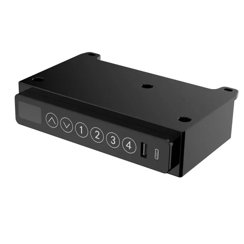 Escritorio ActiveJet ET119W-C de altura regulable eléctrico 140 x 70 cm negro/nogal con puertos USB-A y USB-C