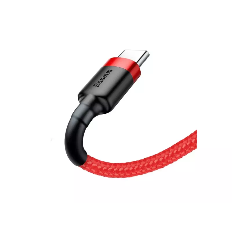 Cable USB-A a USB-C Baseus Cafule — USB 2.0 A→C, soporte de carga QC3.0, trenza de nailon, rojo