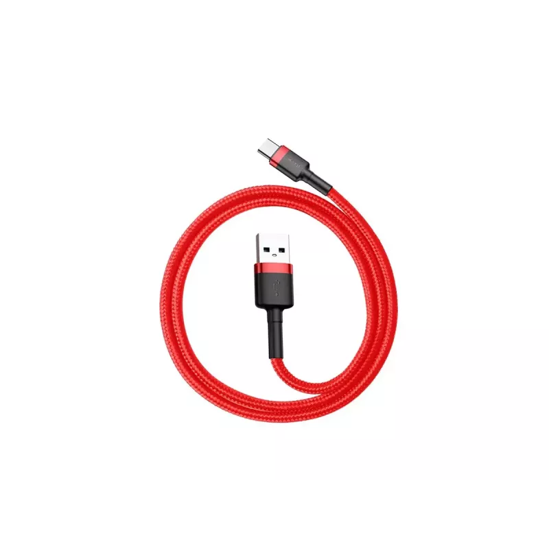 Cable USB-A a USB-C Baseus Cafule — USB 2.0 A→C, soporte de carga QC3.0, trenza de nailon, rojo