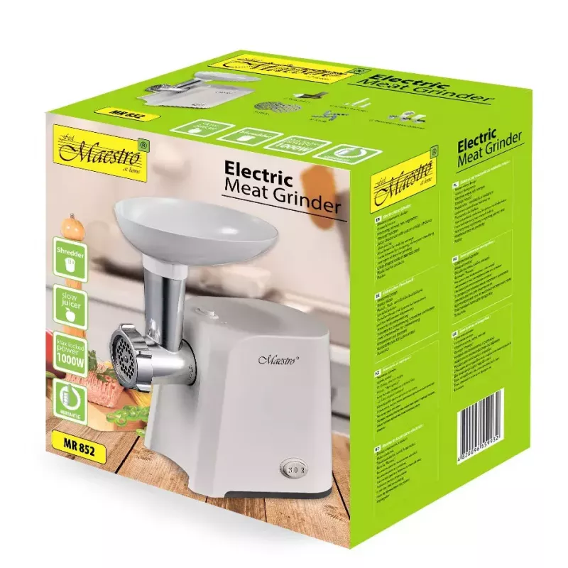 Picadora de carne Maestro MR852, 1000 W, blanca, cuchilla de acero inoxidable, función inversa