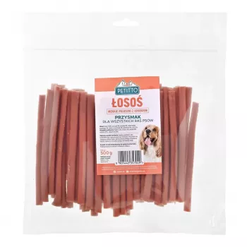 Snacks para perros PETITTO Kabanos de salmón 500 g — snack kabanos de salmón para perros
