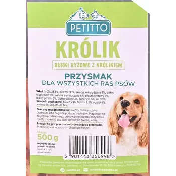 Snack para perros PETITTO conchas de arroz rellenas de conejo 500 g