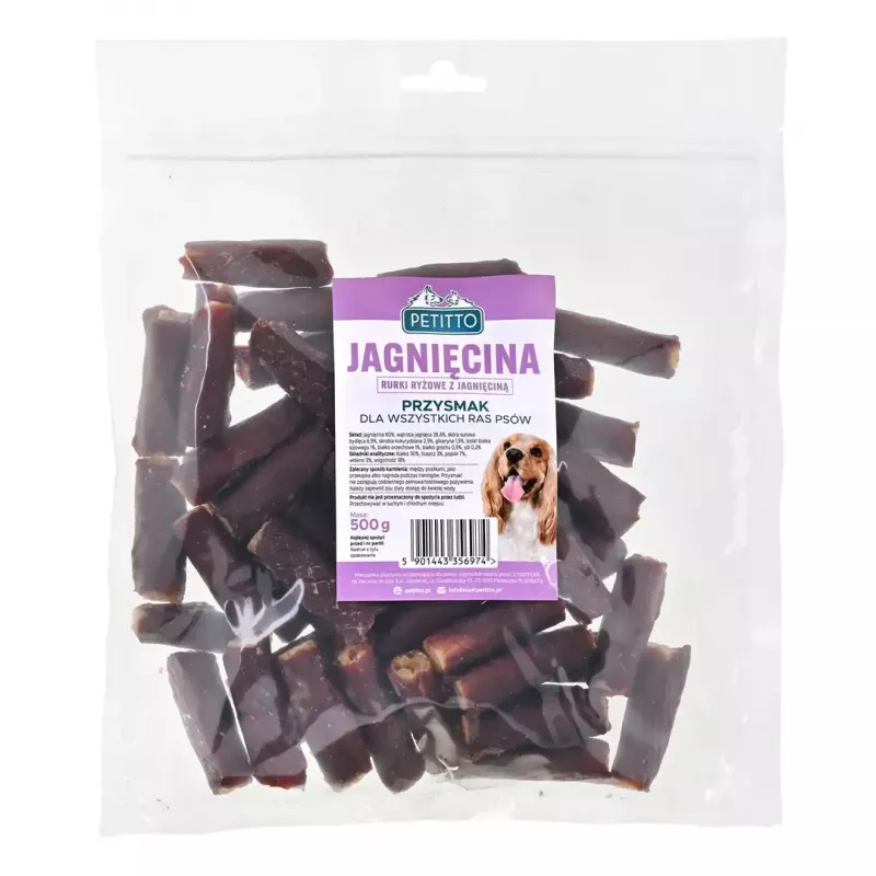 Rollitos de snacks para perros PETITTO con cordero, 500 g — alimento complementario para perros