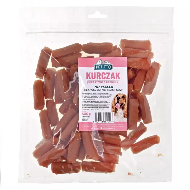 Snacks para perros PETITTO tubos de arroz con pollo 500 g