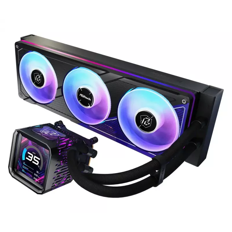 Kit de refrigeración líquida ASRock Phantom Gaming 360 LCD — ventilador de 120 mm, LGA1700/AM5/AM4, negro