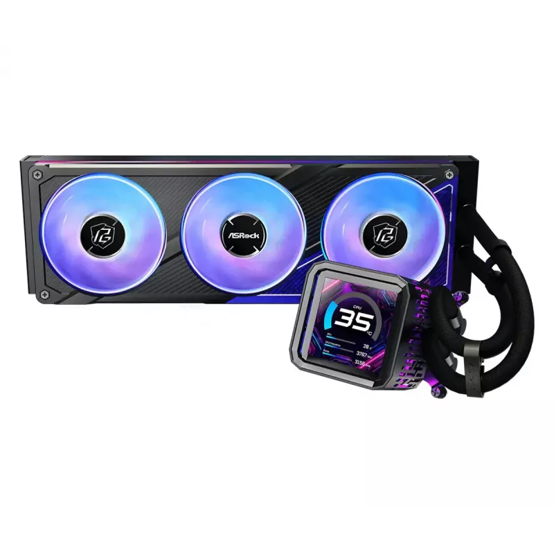 Kit de refrigeración líquida ASRock Phantom Gaming 360 LCD — ventilador de 120 mm, LGA1700/AM5/AM4, negro