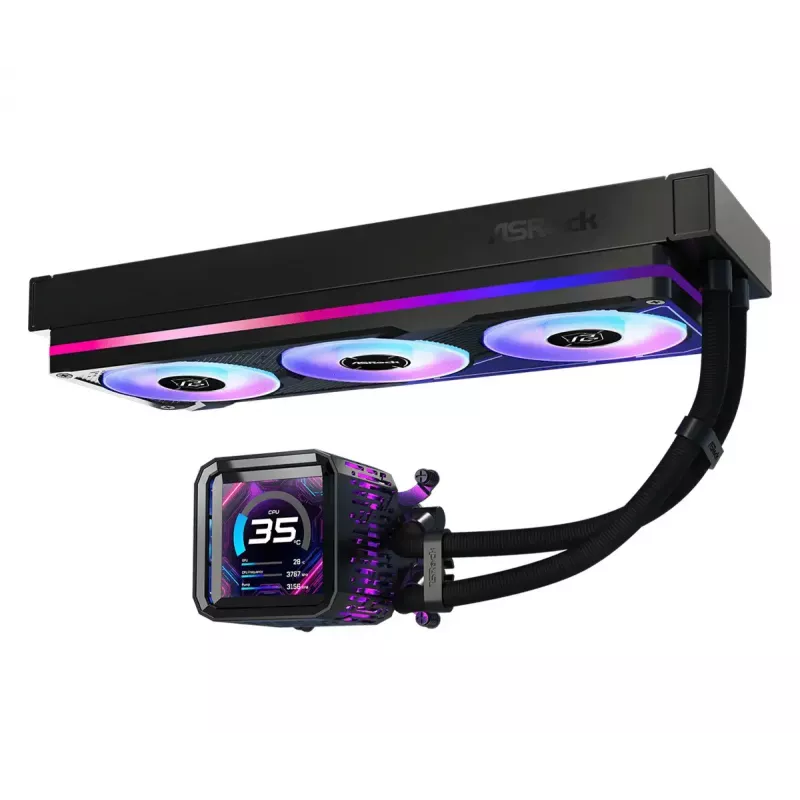 Kit de refrigeración líquida ASRock Phantom Gaming 360 LCD — ventilador de 120 mm, LGA1700/AM5/AM4, negro