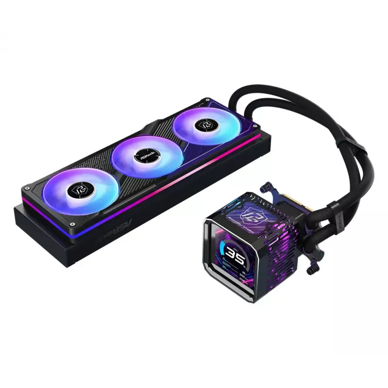 Kit de refrigeración líquida ASRock Phantom Gaming 360 LCD — ventilador de 120 mm, LGA1700/AM5/AM4, negro