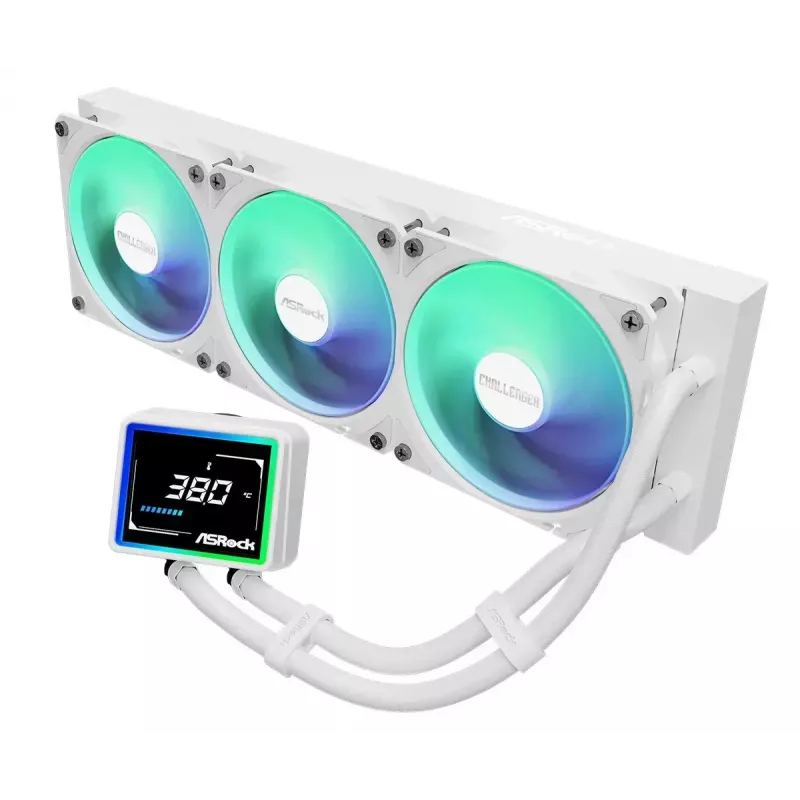 ASROCK Challenger 360 Digital ARGB White — refrigeración líquida para CPU de 360mm, iluminación ARGB digital, acabado blanco
