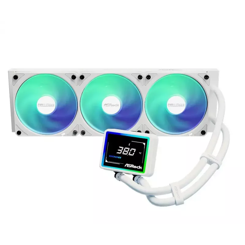 ASROCK Challenger 360 Digital ARGB White — refrigeración líquida para CPU de 360mm, iluminación ARGB digital, acabado blanco