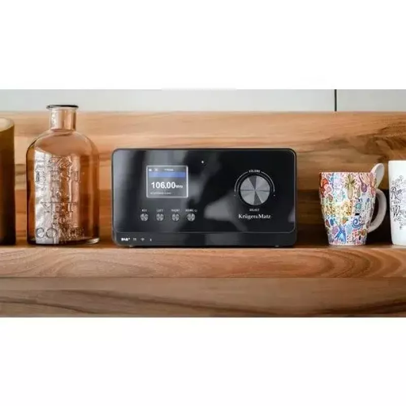 Radio por internet Krüger&Matz KM0816.1 — negro, Bluetooth 5.2, FM, 2×7 W, 430 emisoras, mando a distancia, conector de auriculares de 3,5 mm