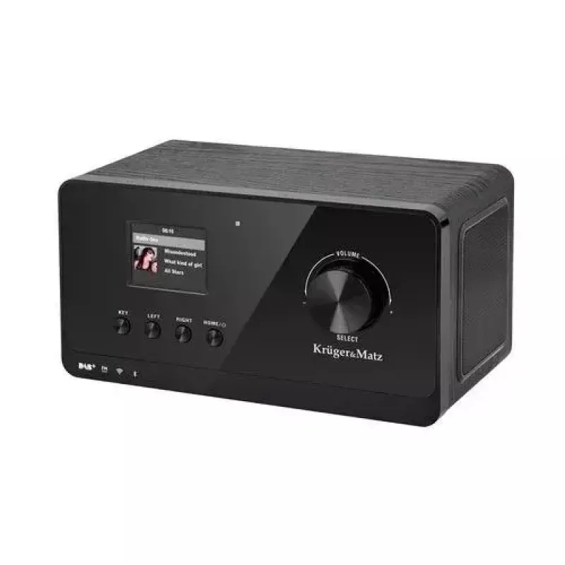 Radio por internet Krüger&Matz KM0816.1 — negro, Bluetooth 5.2, FM, 2×7 W, 430 emisoras, mando a distancia, conector de auriculares de 3,5 mm
