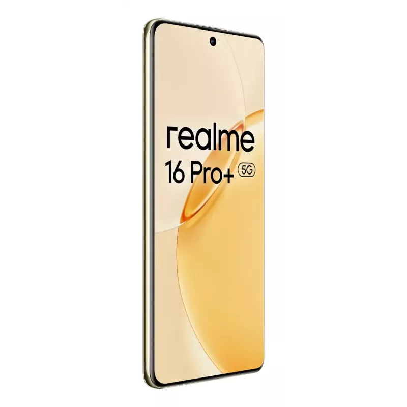Smartphone REALME realme 16 Pro+ — 6,8 inch (17,3 cm) 1280×2800, Snapdragon 7 Gen 4, 12 GB RAM, 512 GB, 200 MP, 7000 mAh, dorado