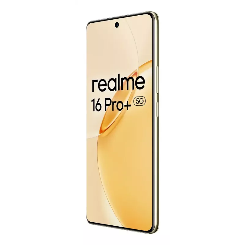 Smartphone REALME realme 16 Pro+ — 6,8 inch (17,3 cm) 1280×2800, Snapdragon 7 Gen 4, 12 GB RAM, 512 GB, 200 MP, 7000 mAh, dorado
