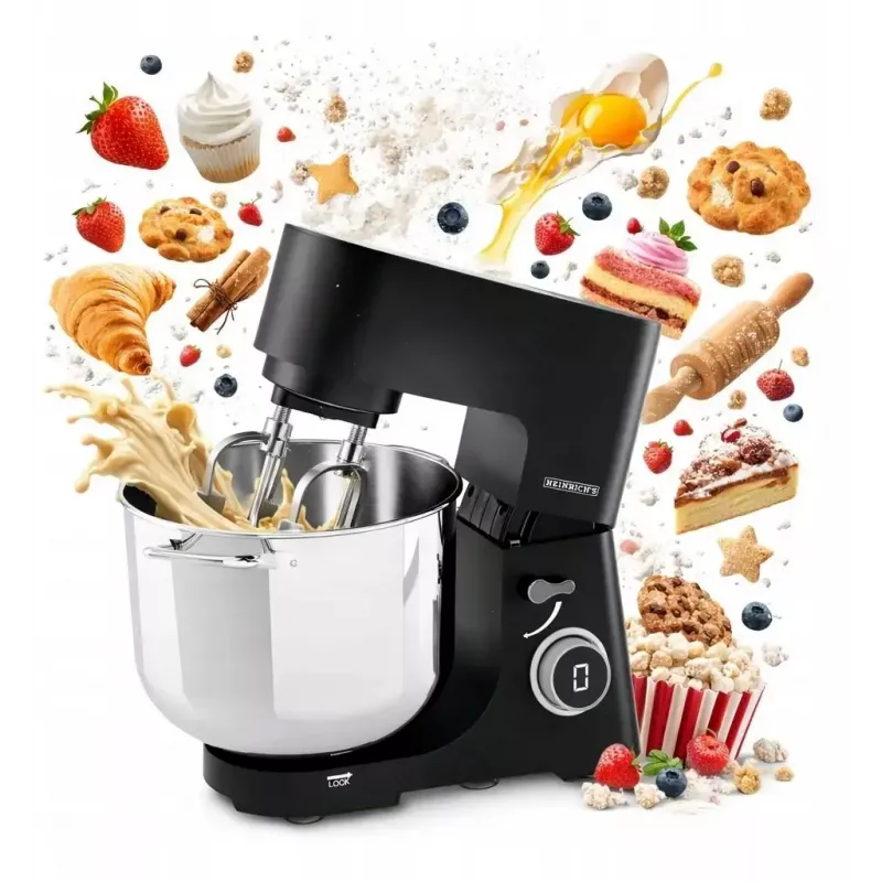 Robot de cocina HEINRICH'S HKM 8150 — robot de cocina multifunción para encimera, negro