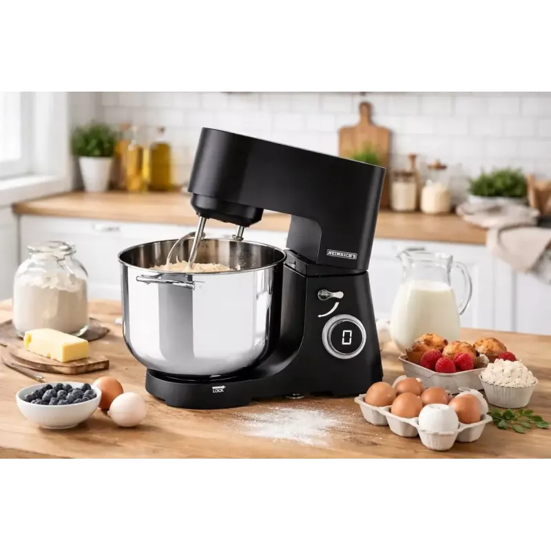 Robot de cocina HEINRICH'S HKM 8150 — robot de cocina multifunción para encimera, negro